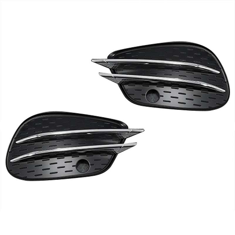 1pair Front Bumper Fog Lamp Air Knife Trim Cover for Gls W166 X166 2015-2019 Chrome Splitter Grille
