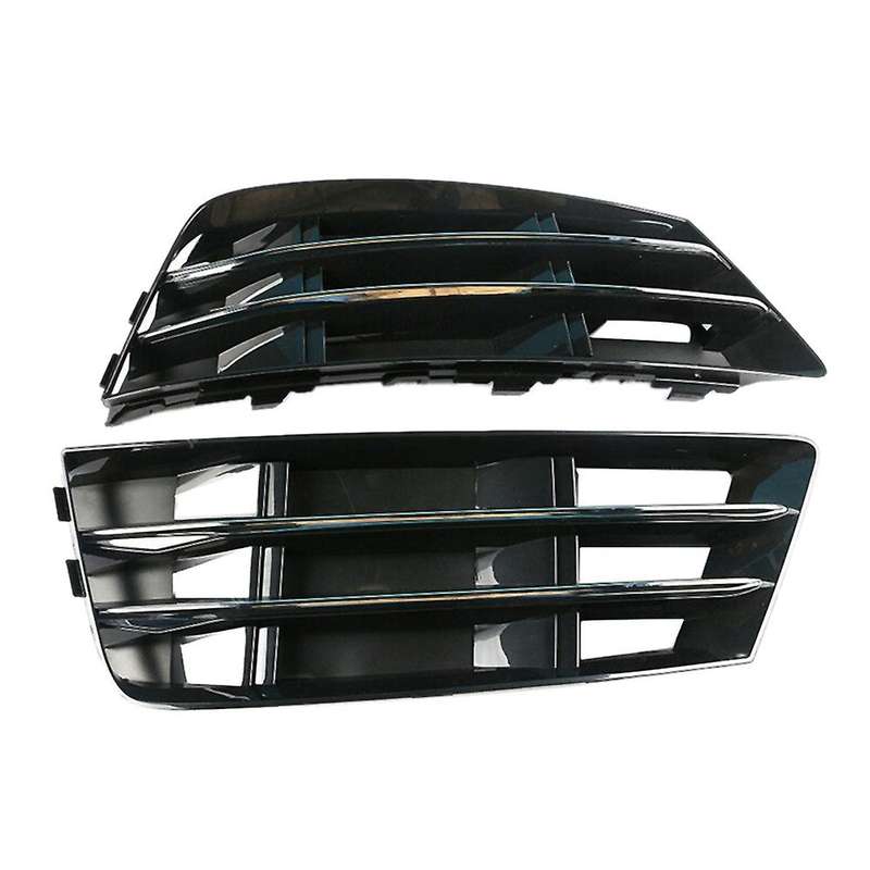 1Pair Front Bumper Fog Light Grille Grill, with Chrome Panel for  A4 B9 2016-2017 Fog Lamp Cover