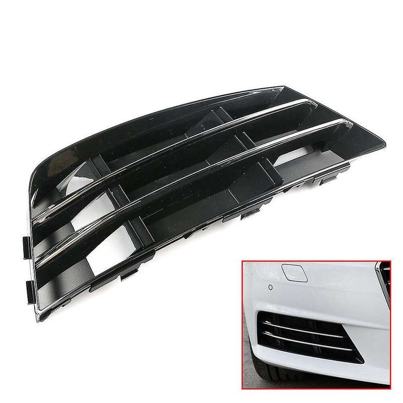 1Pair Front Bumper Fog Light Grille Grill, with Chrome Panel for  A4 B9 2016-2017 Fog Lamp Cover