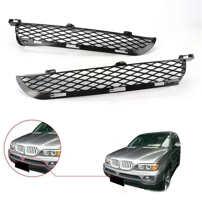 1Pair Front Bumper Grill Lower Kidney Intake Grille Trim Air Intake Grilles Racing Grills for X5 E53