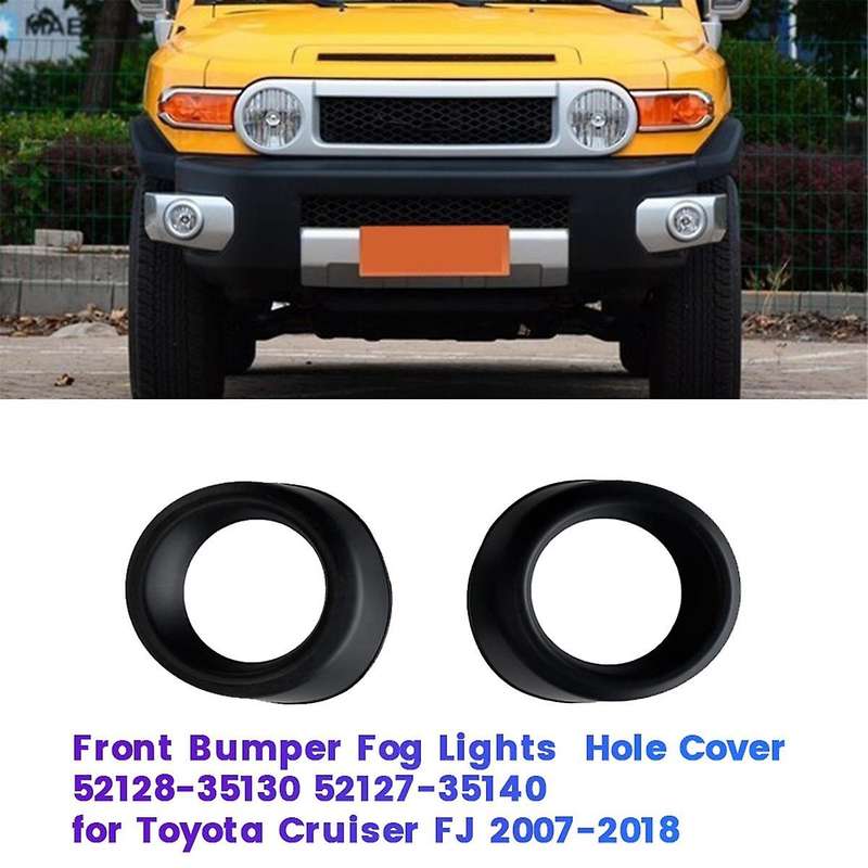 1Pair Front Bumper Hole Cover 52128-35130 52127-35140 for Cruiser 2007-2018 Fog Lights Lamp Hole Bl