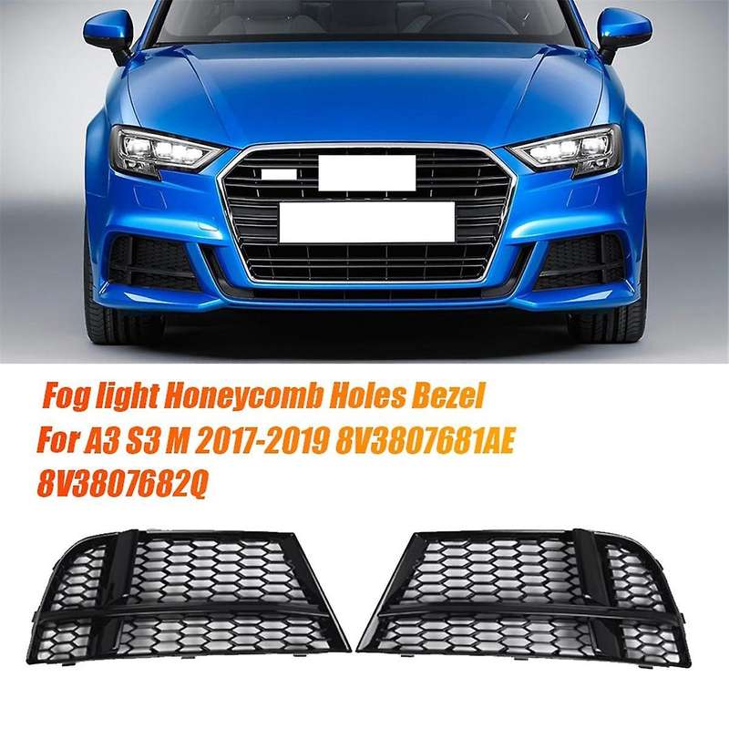 1pair Front Bumper Lower Grille Cover Fog Light Honeycomb Holes Bezel for A3 S3 M 2017-2019 8v380768