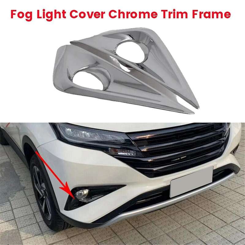1Pair Front Fog Light Cover Chrome Moulding Trim for RUSH 2018-2023 Daytime Running Lamp Grille Fra
