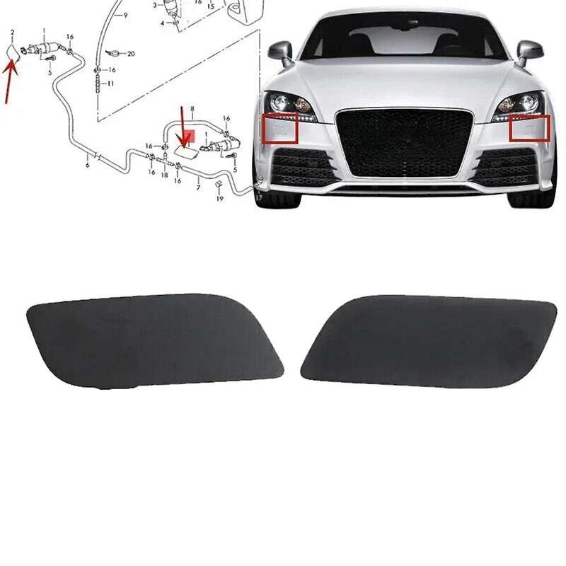 1Pair Front Headlight Bumper Washer Nozzle Cover for TT TTS 8J3 8J9 2007-2014 8J0807754B 8J0807753 W