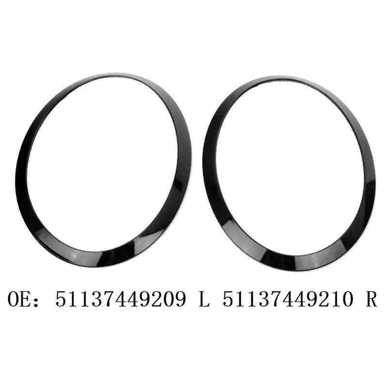 1pair Front Headlight Trim Ring 51137449209 51137449210 for F55 F56 F57 2015-2017 Black Chrome Bezel