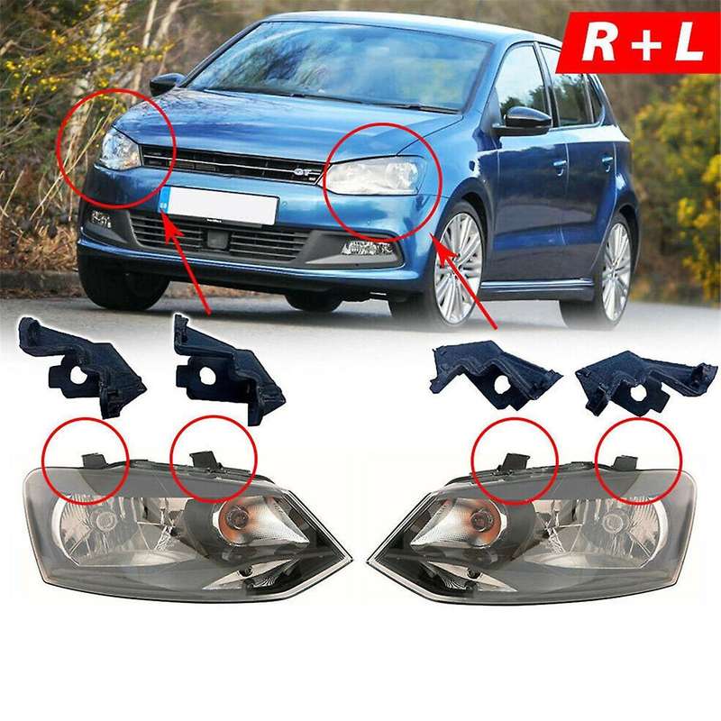1pair Front Headlight Mount Bracket Repair Kit 6r0998225/226 for 09-17 Head Light Lamp Fixed Holder
