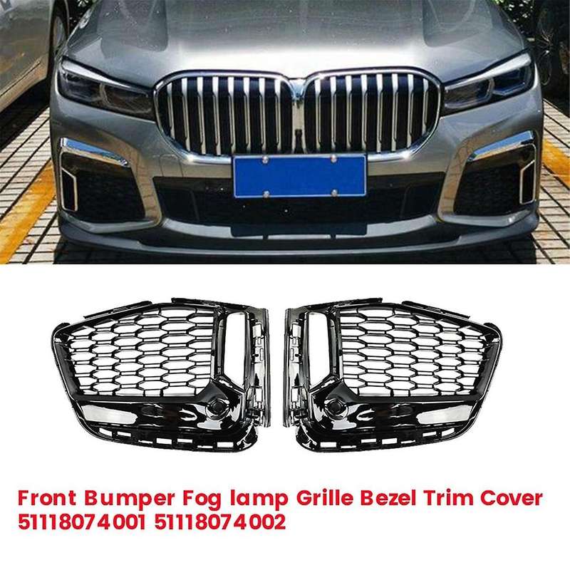 1Pair Front Lower Grille Fog Lamp Bezel Trim Cover 51118074001 51118074002 for 7 Series G11 G12 19-2