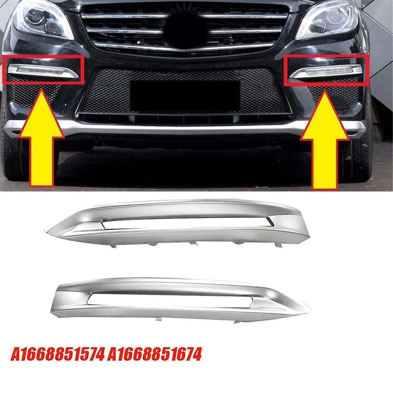 1pair Front Lower Drl Fog Light Chrome Trim Bezel for W166 Ml/ 63 2012-2015 A1668851574 A1668851674