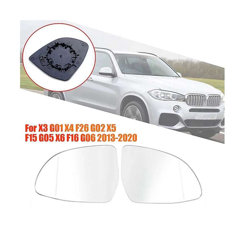 1pair Heated Rearview Mirror Glass Lens for X3 G01 X4 F26 G02 X5 F15 G05 X6 F16 G06 2013-2020 Side