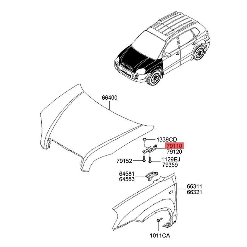 1Pair Hood Hinges Driver & Passenger Side 79110-2E000 79120-2E000 for () 2004-2010 Engine Bonnet Hin