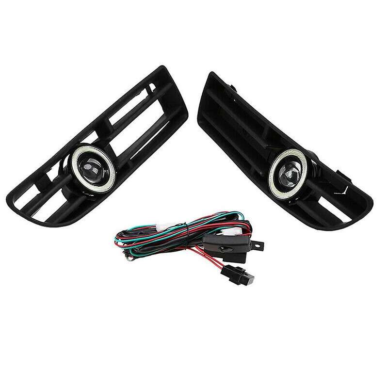 1Pair LED Fog Lights Angel Eyes Lamp Car Front Bumper Grille Grill Cover with Wire Kit for - MK4 199