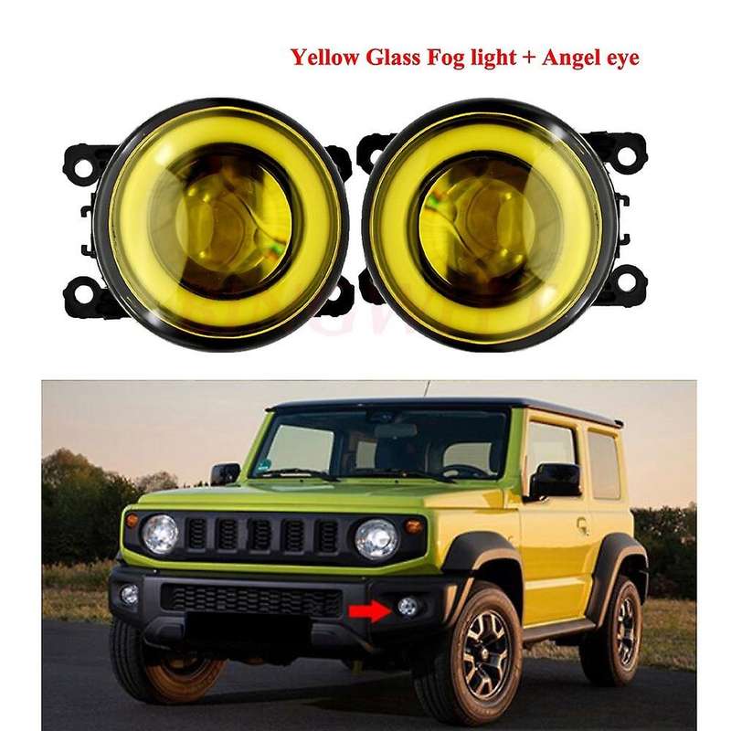 1Pair LED Fog Light Angel Eye Daytime Running Lights for 2018 2019 2020 JB43 Jimny 1998-2017 Yellow