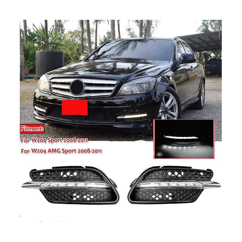1pair Led Fog Lamp Drl Daytime Running Light for W204 C Class C300 2008-2011