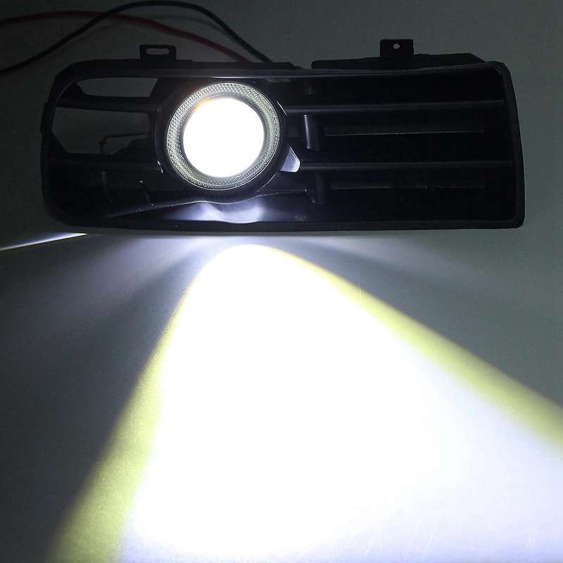 1Pair LED Fog Lights Angel Eyes Lamp Car Front Bumper Grille Grill Cover with Wire Kit for Golf MK4