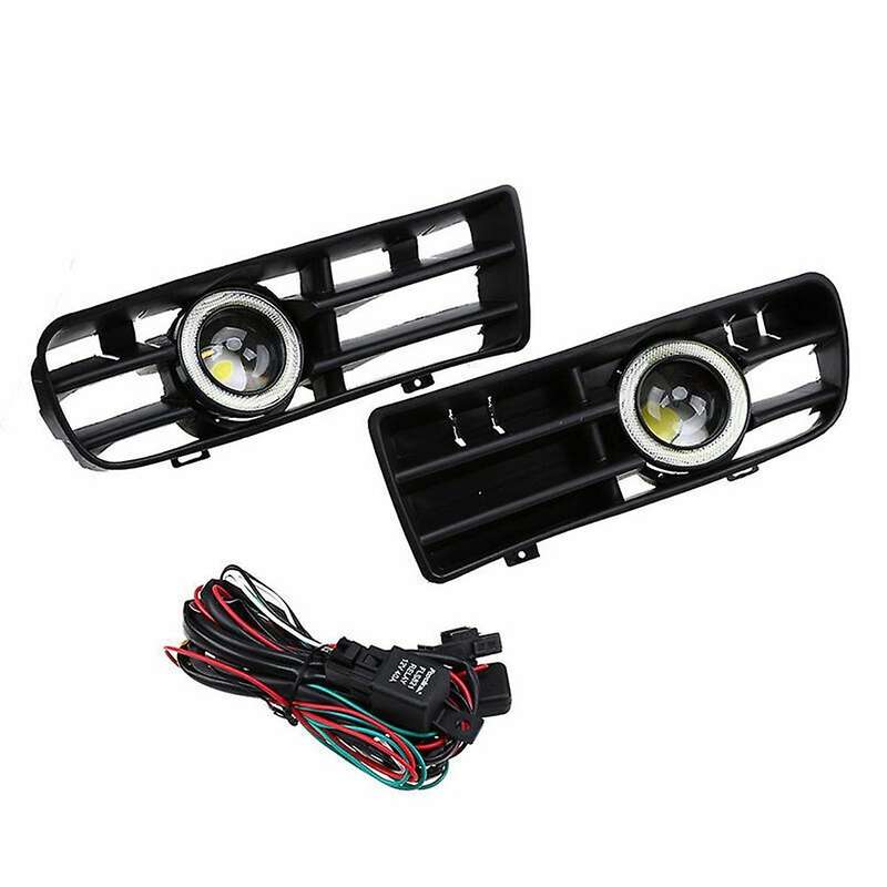 1Pair LED Fog Lights Angel Eyes Lamp Car Front Bumper Grille Grill Cover with Wire Kit for Golf MK4