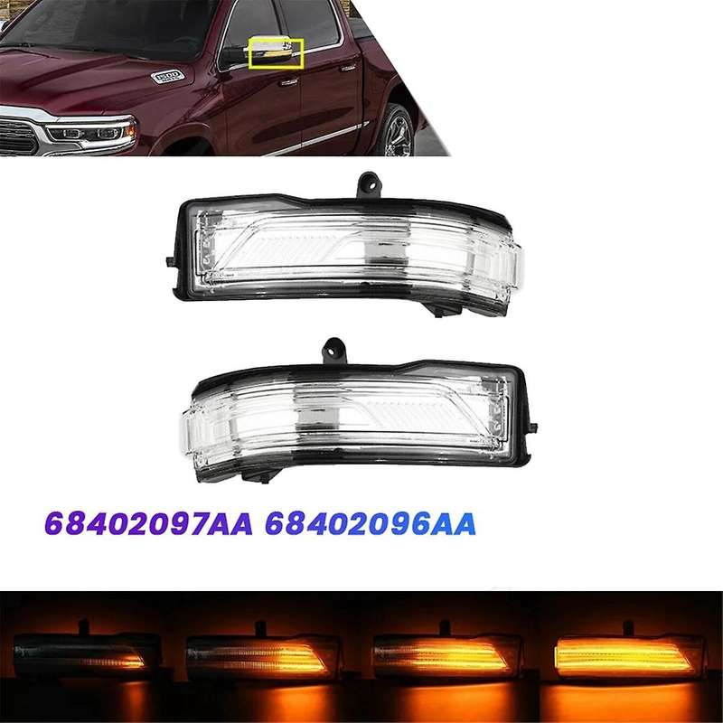 1Pair LED Rearview Mirror Turn Signals 68402097AA 68402096AA for Ram 1500 19-22 Wing Mirror Side Ind
