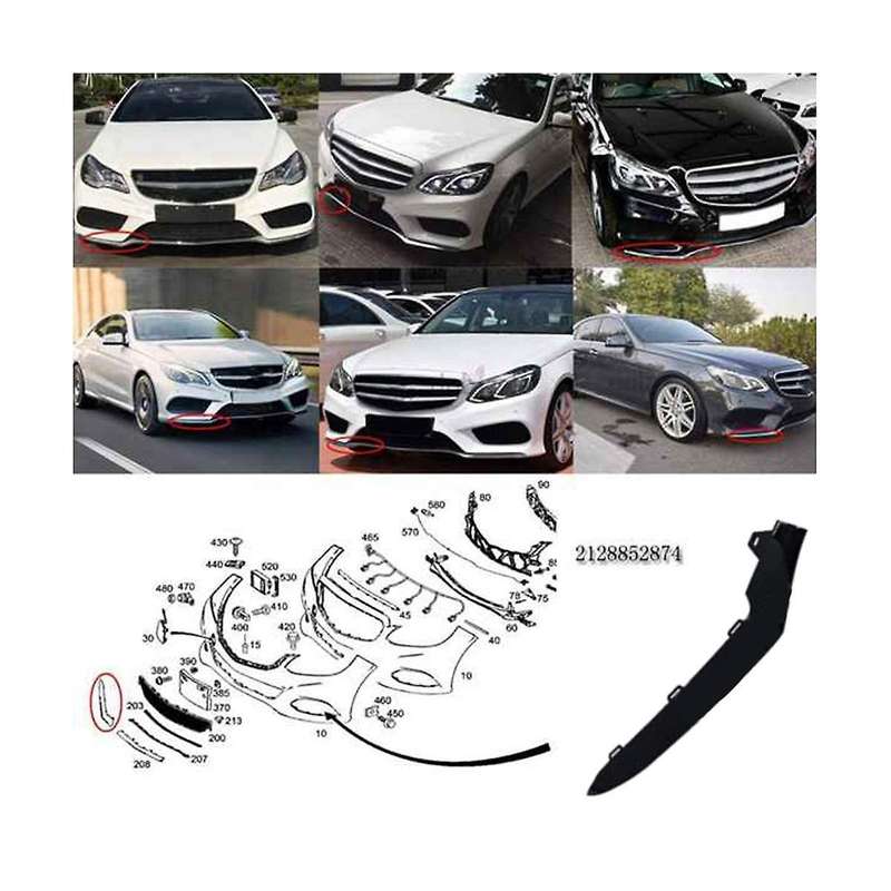 1pair Left+right Front Low Bumper Trim Cover for W212 E-class E350 2014-2016 Black 2128852774 21288
