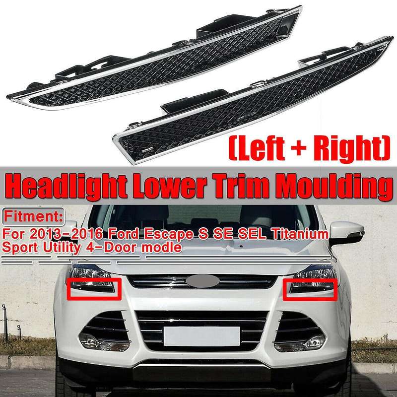 1Pair LH+RH Headlight Holder Bracket Head Light Lamp Lower Trim Moulding for Escape 2013-2016