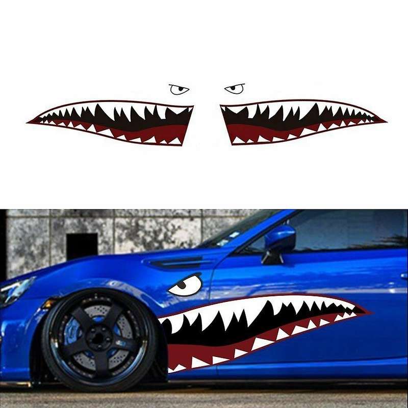 1Pair Mouth Tooth Teeth Reflective Sticker Vinyl Auto Car Cool Refiting Exterior Decal for Side Door