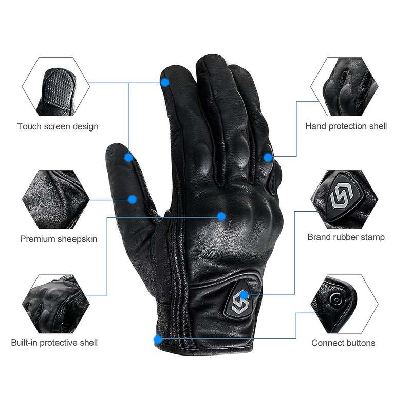 1Pair Outdoor Protective Gloves Leather Windproof Gloves AllFingerPressScreen Gloves Motocross Ridin