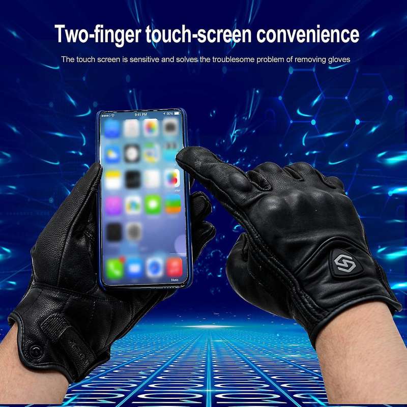 1Pair Outdoor Protective Gloves Leather Windproof Gloves AllFingerPressScreen Gloves Motocross Ridin