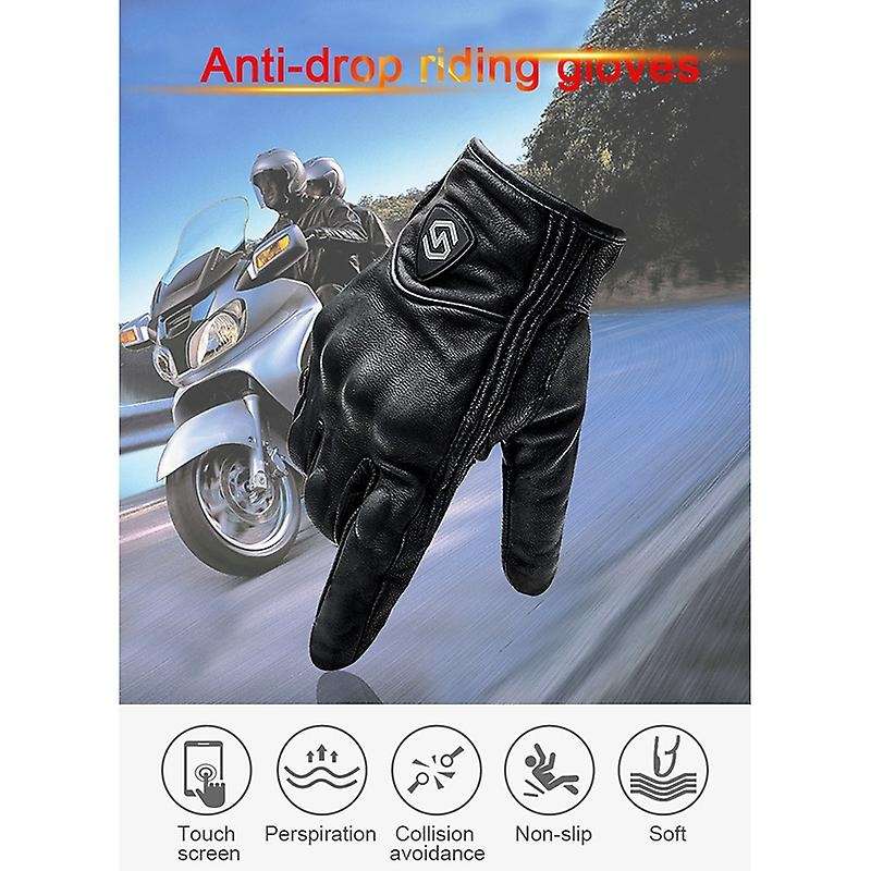 1Pair Outdoor Protective Gloves Leather Windproof Gloves AllFingerPressScreen Gloves Motocross Ridin