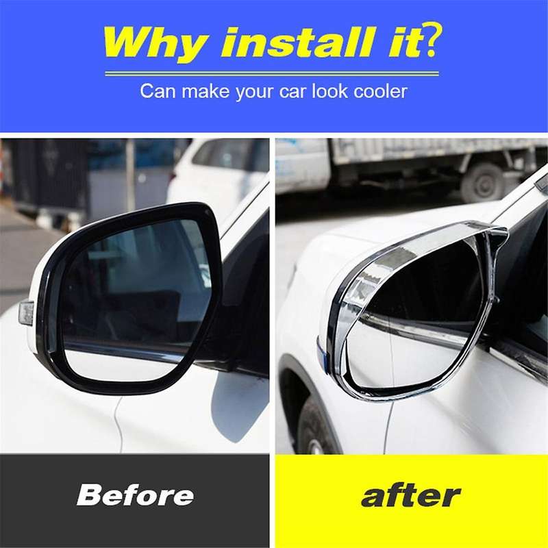 1pair Rear View Mirror Rain Visor Shade Cover for 2013-2021 Side Mirror Rain Brow Trim Protection