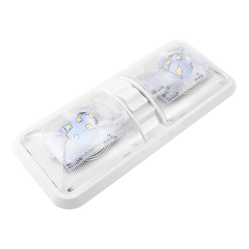 1Pair RV LED Light 12V 800Lm 6000-6500K Ceiling Fixture Trailer Marine Double Dome Light 48