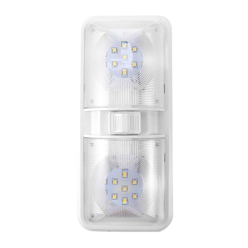 1Pair RV LED Light 12V 800Lm 6000-6500K Ceiling Fixture Trailer Marine Double Dome Light 48