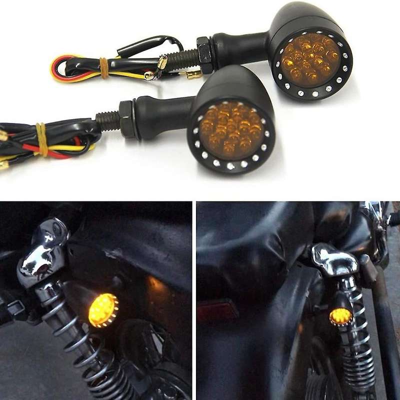 1Pair Retro Motorcycle Turn Signal Light LED Brake Light Blinkers Flashers for Cafe Chrome