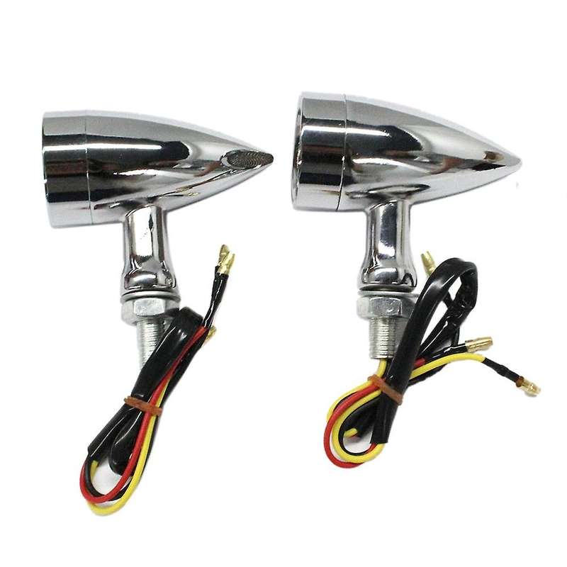 1Pair Retro Motorcycle Turn Signal Light LED Brake Light Blinkers Flashers for Cafe Chrome