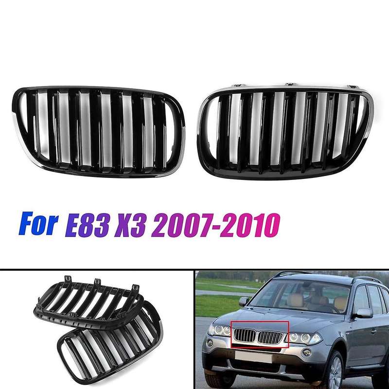 1pair Shiny Black Front Grille Bumper Kidney Grille for E83 X3 Facelift 2007-2010