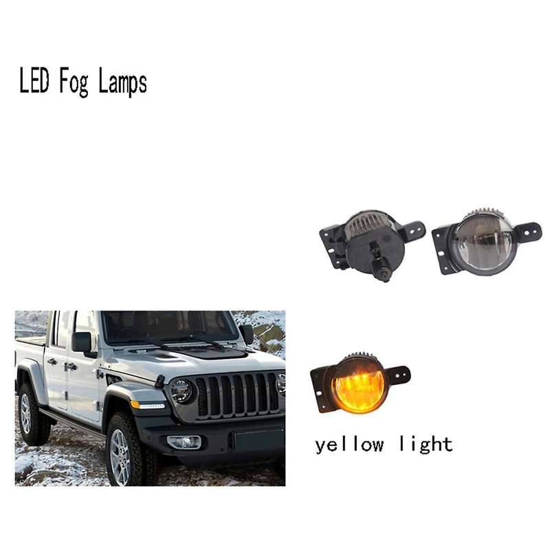 1Pair Yellow Light LED Fog Lamps for Wrangler JT 10th JLU 2018-2024 Daytime Running Lights Front Bu