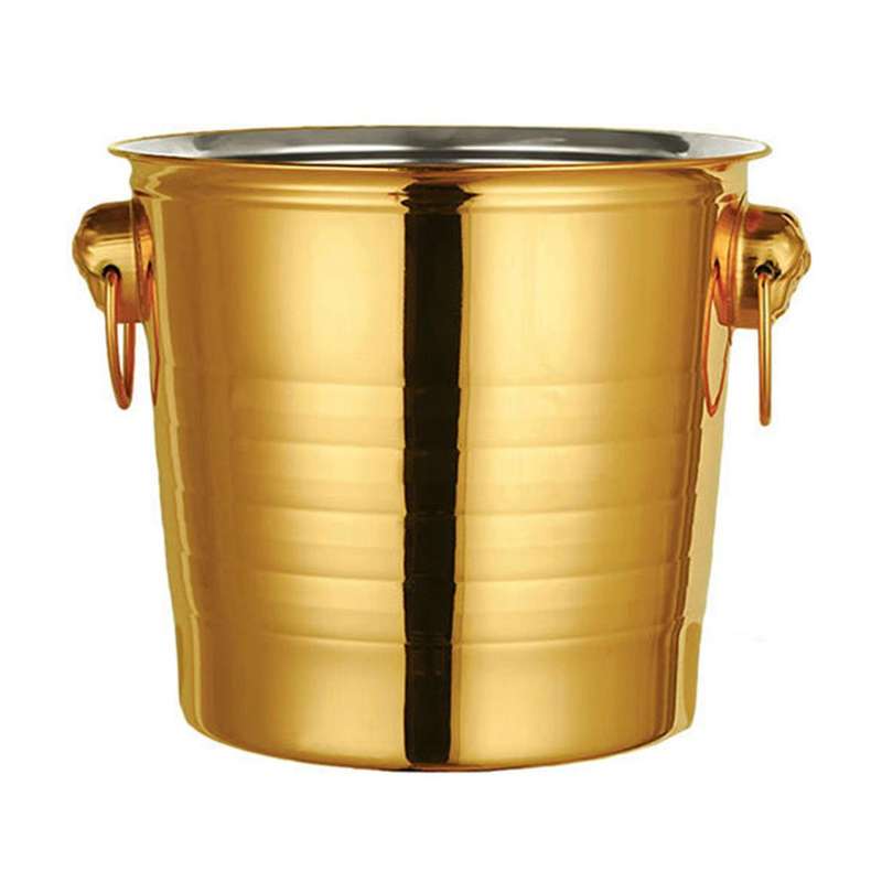 1pc 3l Stainless Steel Ice Bucket Thick Head Ice Bucket Party Ice Bucket (gold)