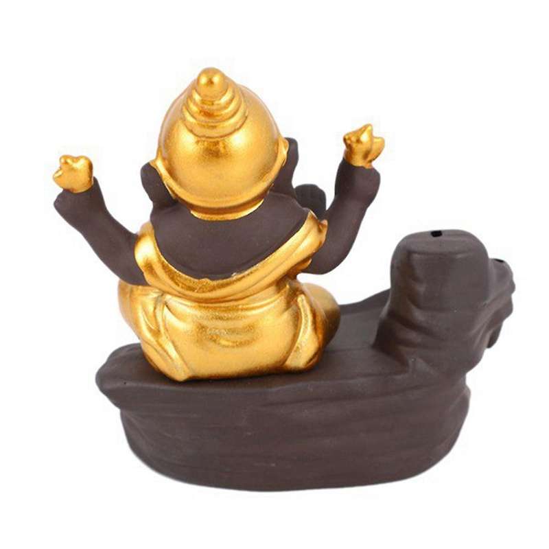 1Pc Ganesha Backflow Incense Burner Elephant God Ceramic Cone Censer Home Decor