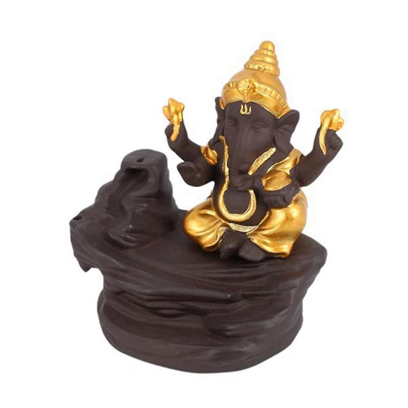 1Pc Ganesha Backflow Incense Burner Elephant God Ceramic Cone Censer Home Decor