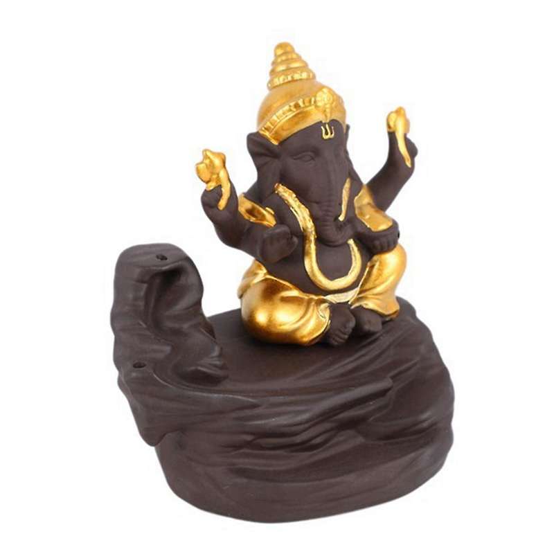 1Pc Ganesha Backflow Incense Burner Elephant God Ceramic Cone Censer Home Decor