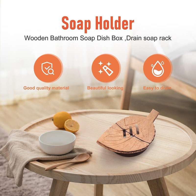 1pc Handmade Natural Wooden Bathroom Soap Dish Box Container Kitchen Tub Storage Cup Rack Soap Hold