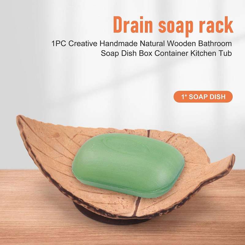 1pc Handmade Natural Wooden Bathroom Soap Dish Box Container Kitchen Tub Storage Cup Rack Soap Hold