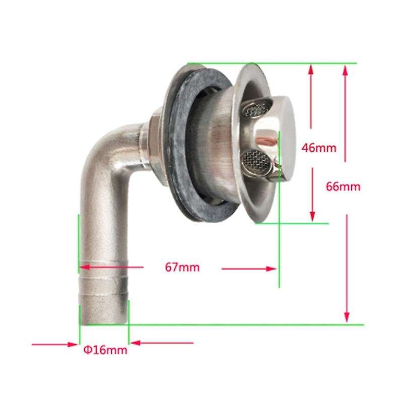 1Pc Marine Boat Fuel Gas Tank Vent Stainless Steel Flush Mount 90 Degree