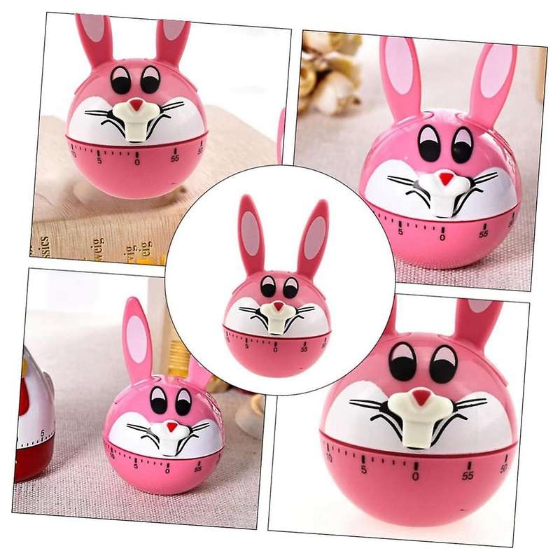 1pc Rabbit Timer Kids Alarm Pink Tools Egg Timer Kitchen Helper Fairy Decor Mechanical Timer