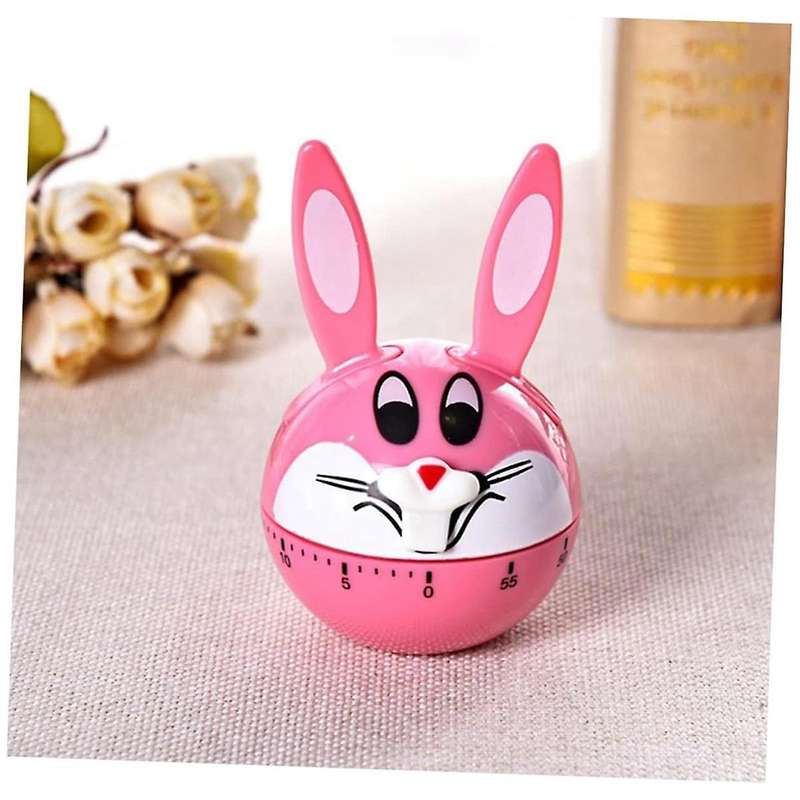 1pc Rabbit Timer Kids Alarm Pink Tools Egg Timer Kitchen Helper Fairy Decor Mechanical Timer