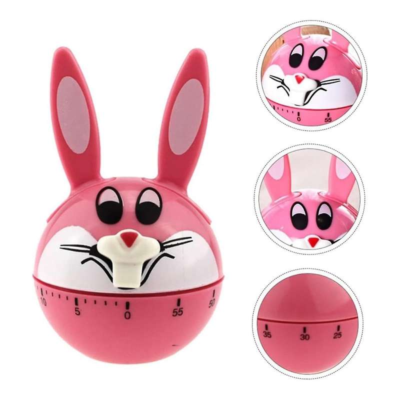 1pc Rabbit Timer Kids Alarm Pink Tools Egg Timer Kitchen Helper Fairy Decor Mechanical Timer