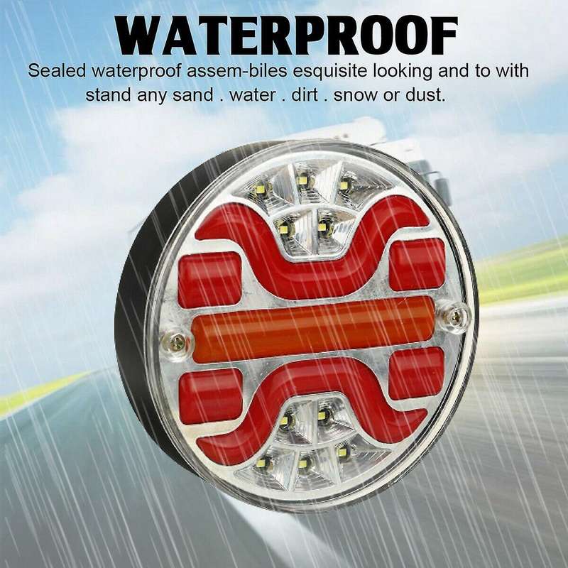 1PC Round Red/Amber 42 LED Truck Trailer Lorry Brake Stop Turn Signal Tail Light