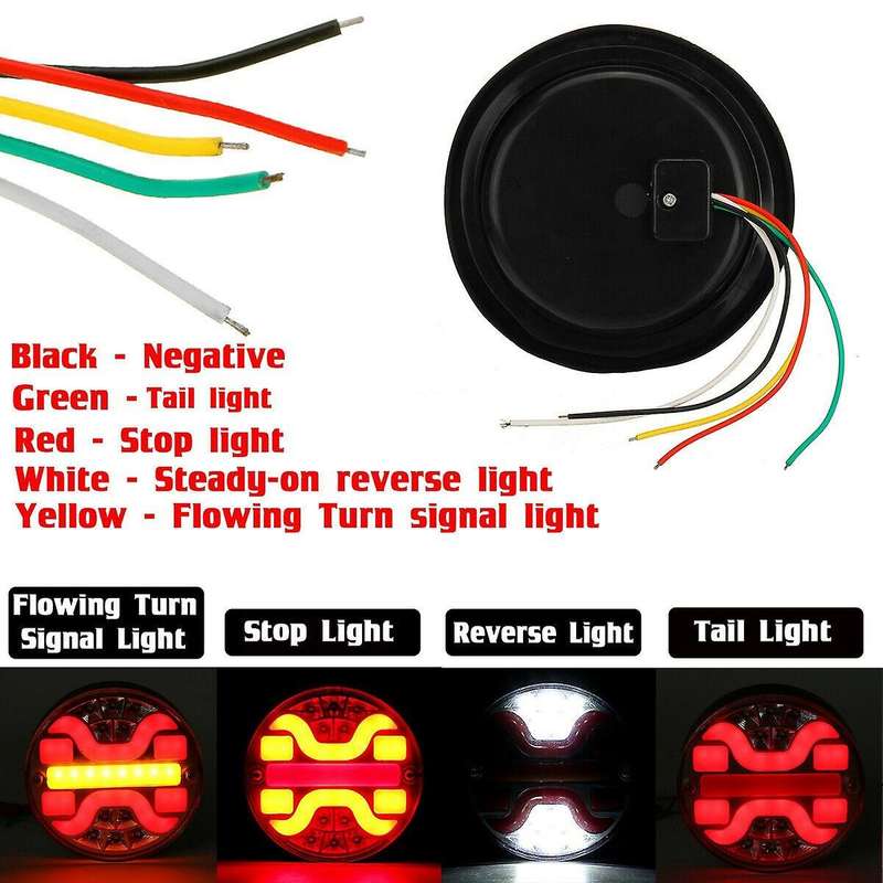 1PC Round Red/Amber 42 LED Truck Trailer Lorry Brake Stop Turn Signal Tail Light