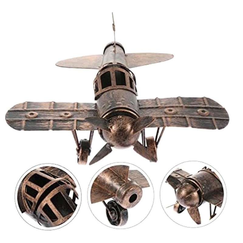 1pc Wrought Iron Airplane Model Vintage Airplane Metal Airplane Model Nativity Crafts Airplane Meta