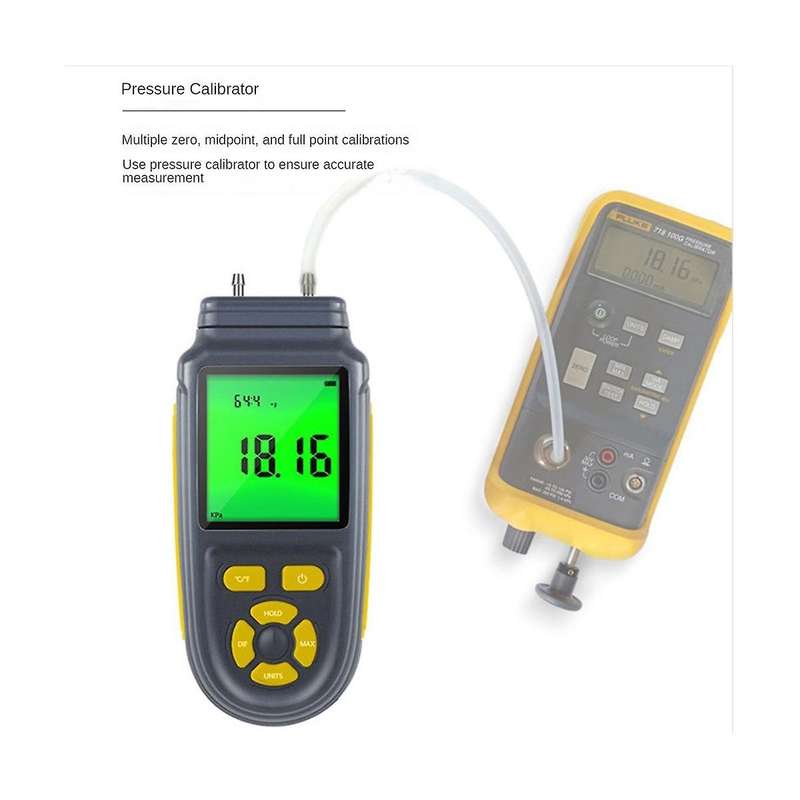 1Pcs 100Psi Digital Handheld Manometer 2768Wc HVAC Gas Pressure Tester Differential Dual Port Pre