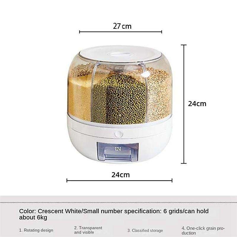 1Pcs 360-Degree Rotation, Sealed Dry Food Barrel Dispenser Moisture-Proof Kitchen Container Storage