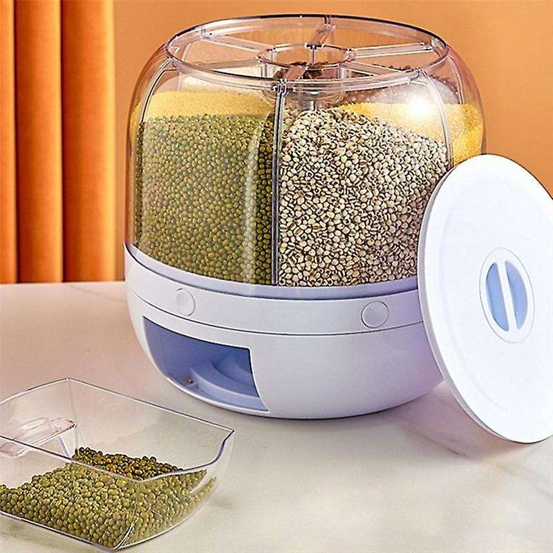 1Pcs 360-Degree Rotation, Sealed Dry Food Barrel Dispenser Moisture-Proof Kitchen Container Storage