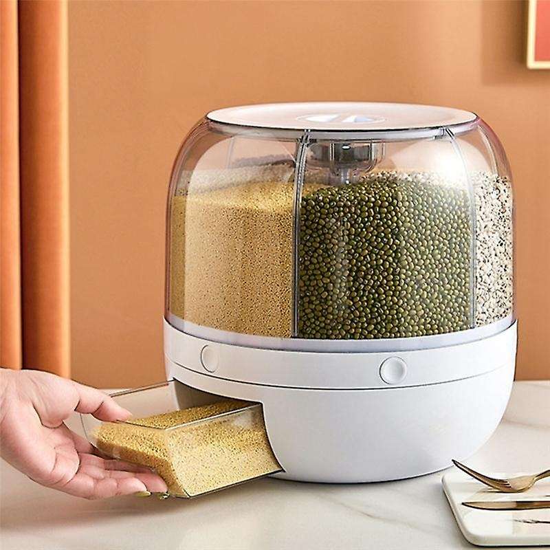 1Pcs 360-Degree Rotation, Sealed Dry Food Barrel Dispenser Moisture-Proof Kitchen Container Storage